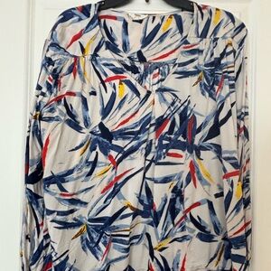 Entro Blue and Yellow Abstract Blouse